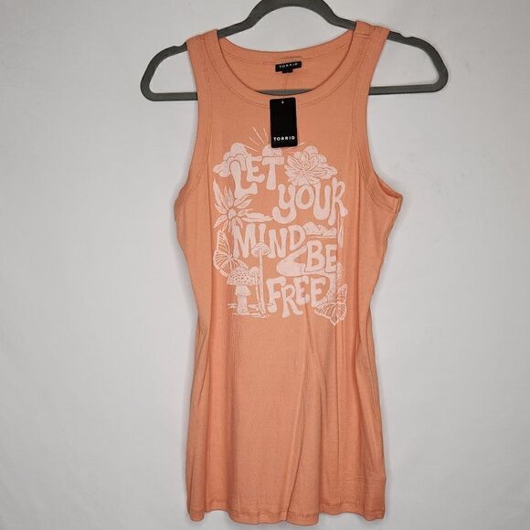 3X 22W 24W Torrid Peach Be Free Fitted Cotton Rib Tank Modal Crew Neck Mushroom - Picture 6 of 7